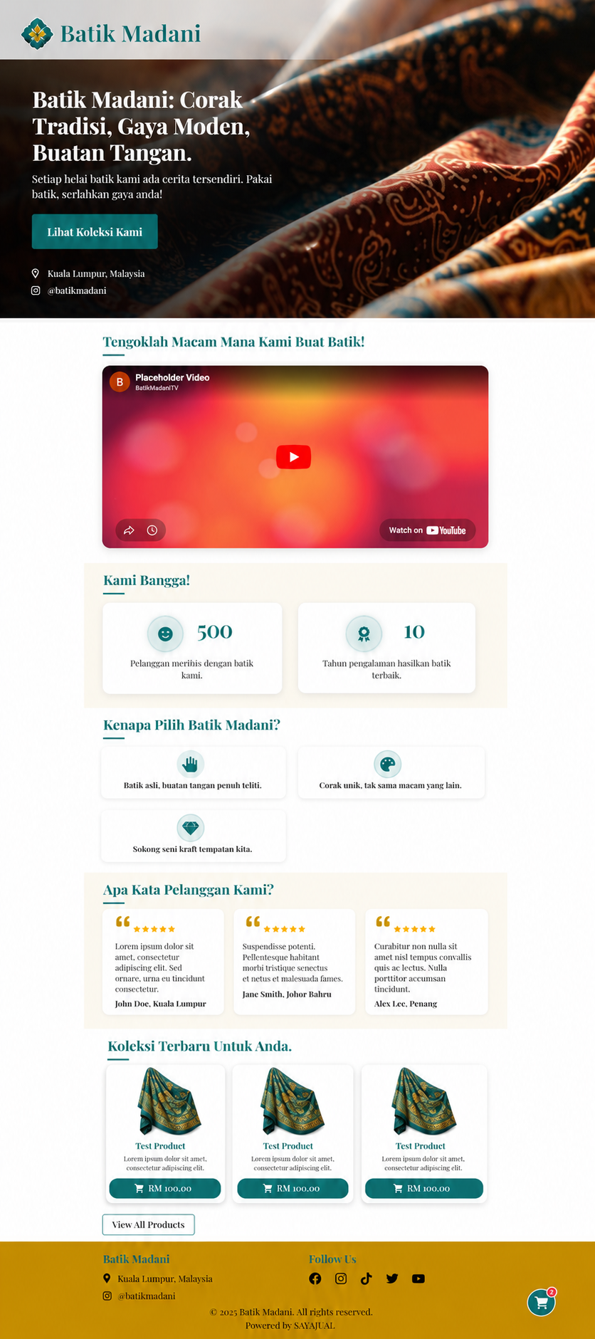 Contoh kedai online berjenama untuk Batik Madani